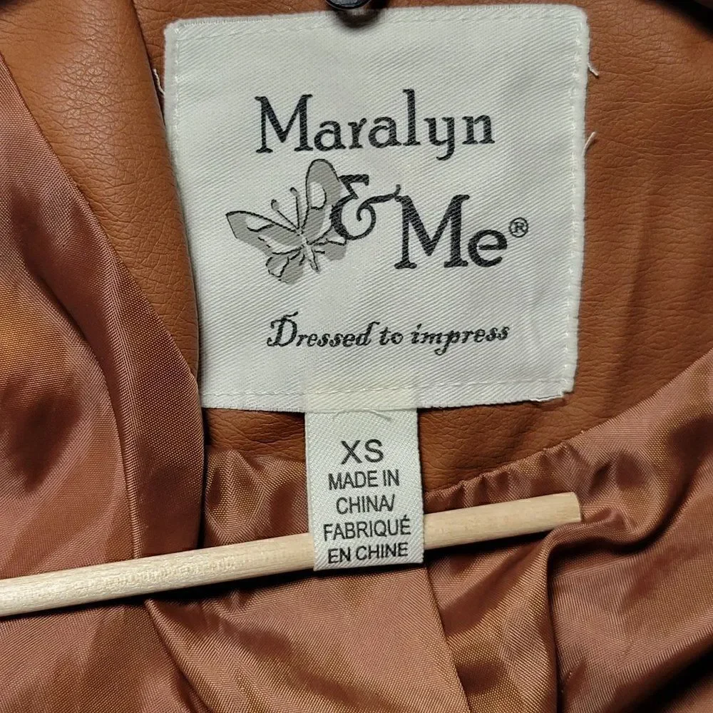 Maralyn & Me Juniors' Faux-Leather Moto Jacket Sz XS